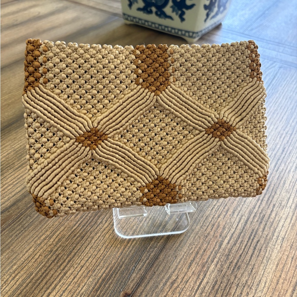 Boho Clutch- Handwoven Beige and Tan.  Can be casual or dressy.  New